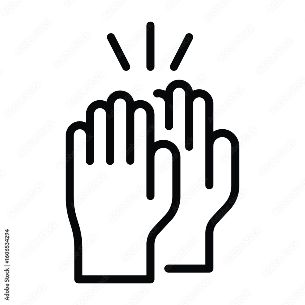 Bold Line Art Two Hands in a High Five Gesture with Energy Lines Stock ...