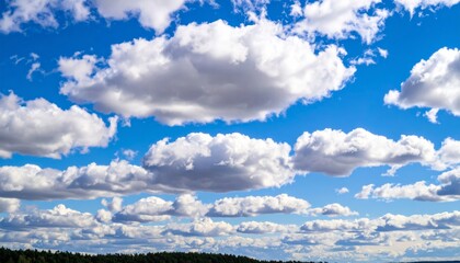 Wall Mural - beautiful blue sky with fluffy white cumulus clouds on a bright, sunny day