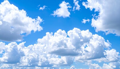 Wall Mural - beautiful blue sky with fluffy white cumulus clouds on a bright, sunny day