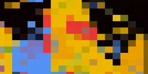 Poster - digital pixel explosion. abstract virtual cyber space data flow. halftone pixel effect round explosi