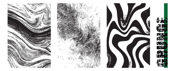 Canvas Print - grunge textures collection, black and white illustration
