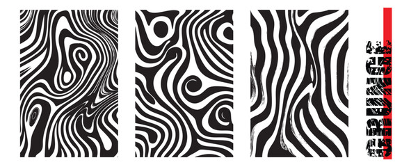 Canvas Print - striped grunge textures set