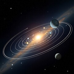 Wall Mural - Detailed illustration of a distant solar system.