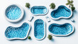 © Akash Tholiya - Piles Judicial Court Files And Judge Gavel A set featuring swimming pools of various shapes is presented in a top view on a white background designed for banner purposes