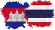 © Mabrur - Cambodia and Thailand Flags: A visual representation of the flags of Cambodia and Thailand, intertwined with each other, depicting unity and a blend of cultures.