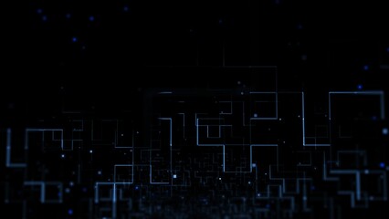 Wall Mural - Abstract Digital Grid with Glowing Blue Geometric Patterns
