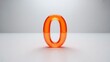 © AIPix - Translucent Orange Glass Number Zero on White Background