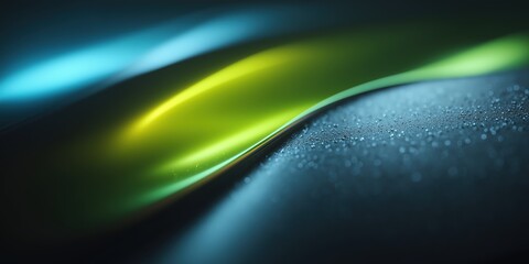 Wall Mural - dark green and blue glossy neon wave with smooth luminous flowing curves