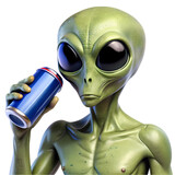 A Green Extraterrestrial Enjoying a Refreshing Beverage