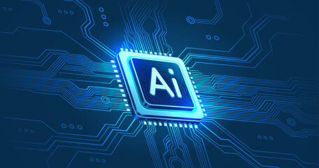 Wall Mural - ai chip, innovation tech, ai art technology. vector illustration