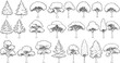 © Yseoud - Set of coniferous and deciduous trees for architecture and landscape design, line drawing, contour. Vector illustration
