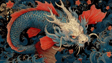 Chinese style dragon pattern design material