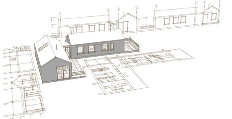 Wall Mural - house project planning 3d illustration