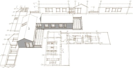 Wall Mural - house project planning 3d illustration