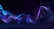 © Shakila - Abstract background. Digital technology and big data elements in the form of lines, dots, and waves on a dark blue gradient.