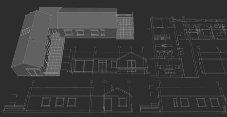 Wall Mural - house project planning 3d illustration