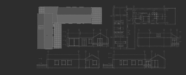 Wall Mural - house project planning 3d illustration