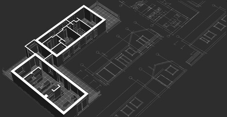 Wall Mural - house project planning 3d illustration