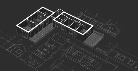 Wall Mural - house project planning 3d illustration