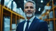 © IMG visuals AI - Old caucasian businessman with beard in plant storehouse portrait image. Senior man delivery company ceo photography human scene. Distribution industry concept photo-realistic