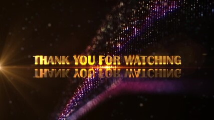 Wall Mural - abstract animation of thank you for watching glitch text effect cinematic title animation with gold 