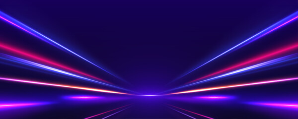Wall Mural - racing cars dynamic flash effects city road with long exposure. blurred car light motion effect, cit