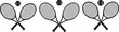 © RR Design - Three pairs of crossed tennis rackets with tennis balls silhouette