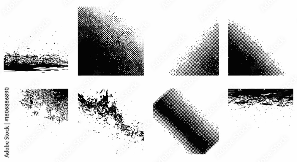 Black and white grunge textures pack for graphic design and digital art ...