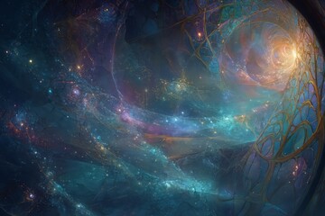 Wall Mural - Abstract Colorful Nebula in Deep Space