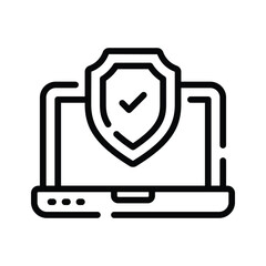 Wall Mural - a premium linear icon of well-protected secure laptop