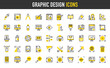 © Picvault - Graphic design vector icons. Motion Graphic, Ruler, 3d Modeling, Website, Infographic, Computer, Paint Roller, Eye, Video Editing, AI, Magic Wand, Infographics illustration.