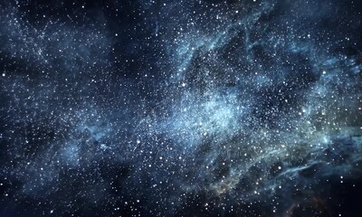 Wall Mural - Detailed Celestial Scene Dark Blue Nebula with White Sparkling Stars Cosmic Dust and Glowing Interstellar Gas in Deep Space a Captivating Night Sky