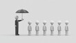 © Chotnarint blue - Teamwork in insurance umbrella protection for family and business in a home environment