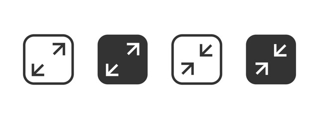 Expand icon. Diagonal arrows indicating fullscreen or minimize action button vector illustration. Resize or toggle screen view symbol. Windowed and fullscreen mode sign. Display adjustment pictogram.