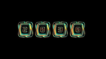 Wall Mural - glowing 2030 year number animation against a black background
