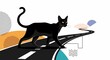 © nightowl studio - A black cat crossing a winding road, a modern vector illustration of a new path and journey.