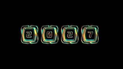 Wall Mural - glowing 2027 year number animation against a black background