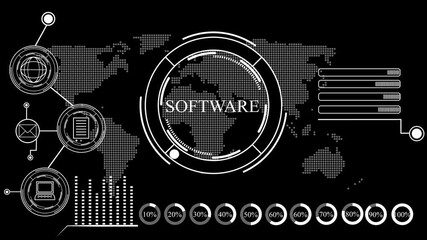Software development and business process automation, 4k video animation , map background .