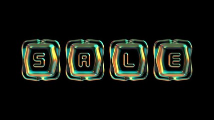 Wall Mural - glowing sale text animation against black background