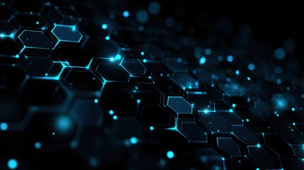 Wall Mural - abstract futuristic background with glowing blue hexagons and network connections, perfect for tech 