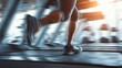 © CStock - Dynamic motion of a person running on a treadmill in a modern gym, showcasing fitness and determination.