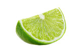 Close-up lime wedge, vibrant green, juicy, isolated