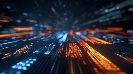 Wall Mural - abstract depiction of fast-moving data streams with vibrant colors representing digital transformati