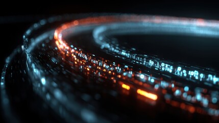 Wall Mural - futuristic abstract light trails creating dynamic patterns against a dark background, ideal for tech