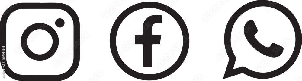 high quality social media vector icons: instagram facebook whatsapp in ...
