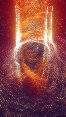 Wall Mural - abstract formation of glowing orange and white particles forming a swirling vortex in a 3d space