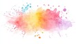 © rosyad - Abstract watercolor splatter art.  Soft, blended hues of pastel colors, including pink, orange, yellow, and blue,  create a dynamic,  flowing form.  Small, scattered  dots and splatters add texture