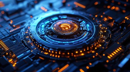 Wall Mural - futuristic abstract technology background with glowing details