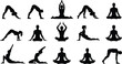 © SATHI - Collection of diverse yoga poses silhouette isolated on transparent background