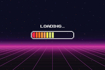 Wall Mural - loading. pixel art. 8 bit. retro game. for game assets in vector illustrations. retro futurism sci-f